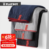 花花公子（PLAYBOY）男士内裤男棉抑菌四角短裤头裤衩宽松男式运动大码平角裤4条 黑色、深灰、深灰、宝蓝 共 4条 XL （推荐120-140斤）