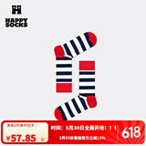 Happy Socks春夏款袜子女男袜多巴胺户外运动波点黑色棉袜中筒袜 白色条纹 1双 M 36-40