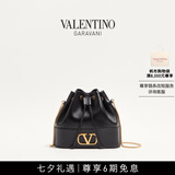 华伦天奴VALENTINO[礼物]女士 VLOGO SIGNATURE 迷你羊皮水桶包 黑色 均码