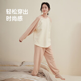 顶瓜瓜顶呱呱睡衣女冬绒质可外穿情侣居家服套装女扶光黄撞玉脂粉 XL170