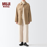 无印良品（MUJI）男女通用羊毛混立领中长大衣男式女式毛呢外套秋冬格雷系BDA16A2A 米色 S-M