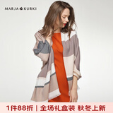 玛丽亚·古琦（MARJA KURKI）羊毛围巾女冬季 礼盒装保暖披肩围巾两用 千鸟格围脖女礼物 棕/灰
