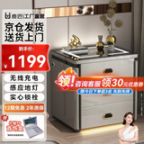 鹿匠（LUJIANG）保险柜家用床头柜保险箱柜一体智能指纹密码无线充电三色灯光储物柜保管柜 高51cm/宽50cm 星空灰