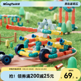 铭塔116粒管道儿童积木玩具七彩插管塑料拼插六一儿童节礼物家居装饰