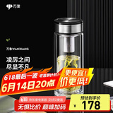 万象（WANXIANG）双层玻璃杯V49RL商务办公杯礼盒装钛黑亮便携车载水杯居家泡茶杯
