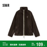 森马（Semir）外套女插肩袖珊瑚绒仿羊羔毛2024冬季立领宽松夹克109724108003