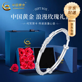 中国黄金（CHINA GOLD）足银手镯女士繁花似锦银镯子年轻款实心推拉生日礼物送女朋友妈妈 【送礼必选】足银手镯【15g±1g】+玫瑰礼盒