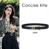 CONCISE KITE【礼盒装】官方皮带女士头层牛皮西装连衣裤裙牛仔CK轻奢腰带女 黑色 105cm (带宽2.8cm)生日送女友老婆