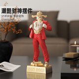 棕榈树国潮肌肉财神爷潮玩摆件客厅玄关家用装饰品办公室开业乔迁礼品 西装肌肉财神-红色