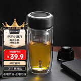 希乐玻璃杯双层玻璃水杯高颜值男士商务办公茶水分离杯便携泡茶杯子