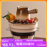 瓷牌茗茶具 罐罐茶煮茶壶家用围炉煮茶炭炉器具全套室外烧烤泡茶自在勾套装 小渐变月颜壶+中号炭炉+铁架烤网