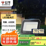 公牛（BULL）LED投光灯户外庭院工厂园林灯露营灯 IP65防水等级50W-6500K白光