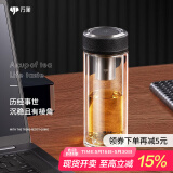 万象（WANXIANG）双层玻璃杯节日礼物送男友大容量便携礼盒男士商务办公车载茶水杯 V20RL-皮纹黑 370ml