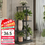 索尔诺 花架多层折叠落地室内家用阳台装饰花架铁艺客厅庭院简约多肉架 深灰闪银H915（5盆升级版）