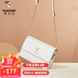 啄木鸟（TUCANO）【明星同款】包包女包牛皮时尚单肩斜挎包女链条包实用生日礼物 菱格米白【经典小香风名媛】