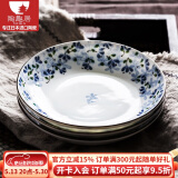陶趣居 日本进口小蓝芽陶瓷米饭碗汤碗泡面碗复古碗日式家用餐具釉下彩 24.2*3.8cm 加大圆盘 9.5英寸