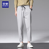罗蒙（ROMON）休闲裤男潮流时尚弹力男士修身裤运动九分裤子男装FY718浅灰L
