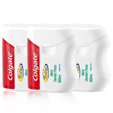 高露洁（Colgate）进口全效牙线 微蜡薄荷细滑扁线剔牙线签清牙缝异味不易断 薄荷含蜡扁线50mx3 裸装