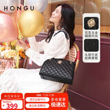 红谷女包简约休闲时尚菱格单肩包头层牛皮斜挎包 生日礼物送女友