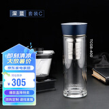 膳魔师（THERMOS）玻璃杯套组400ml双层耐热带滤网泡茶TCGB-400-BL iwaki 促销装 C