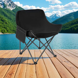 户外折叠椅 月亮椅 便携钓鱼椅 慵懒慢节奏休闲躺椅 露营蛋卷桌椅 黑色【椅面logo随机】