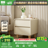 林氏家居现代简约头层牛皮床主卧家用双人床TD129床头柜