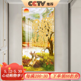 良木玄关装饰画轻奢高档背景墙正对门入户九鱼图挂画竖版走廊过道壁画 H-路路顺利 50*100cm-华贵金-布艺画
