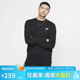 耐克（NIKE）男冬季圆领卫衣 加绒保暖 运动休闲BV2663-010黑色M