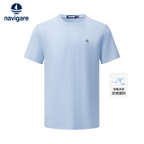 纳维凯尔意大利小帆船男休闲简约凉感纯色短袖T恤1125505307 冰水蓝 XL