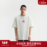 CHINISM  CH赤尘美式凉感速干短袖t恤男士夏季潮流宽松休闲五分袖上衣 花灰色 M