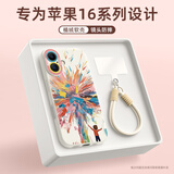 XP适用苹果16手机壳镜头全包iphone16散热软硅胶可爱卡通女高级感防摔带挂绳保护套-古董白油画少年