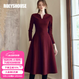 ROEYSHOUSE罗衣高级安可拉红针织连衣裙女冬季新款婚宴气质大摆裙09737 安可拉红 XL
