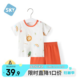 舒贝怡婴儿衣服短袖套装夏季宝宝纯棉短裤两件套儿童外出衣服 白色90CM