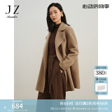 玖姿·安娜蔻经典复刻双排扣驳领中长大衣羊毛双面呢女冬款 驼色 XS