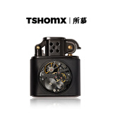 TSHOMX防风打火机 机械复古砂轮实用惊喜定制实用小众 送男友圣诞礼物 黑色+不含油【JD仓发】香薰礼盒