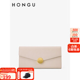 红谷（HONGU）钱包女包新款女士钱包长款简约休闲牛皮女钱包生日礼物 米白