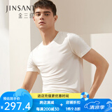 金三塔 商场同款睡衣上装男100%桑蚕丝真丝圆领T恤NZM9B710 白色圆领（双面真丝） XL