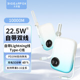 大耳狐【3C认证】充电宝自带线22.5W超级快充PD20W双向快充小巧便携移动电源可上飞机适用苹果华为 蓝色