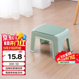 好尔凳子家用板登卧室换鞋凳防滑塑料小凳子脚踏矮凳中号浅绿色1个