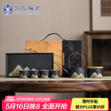 苏氏陶瓷（SUSHI CERAMICS）手绘彩画茶具提梁茶壶配精美干泡茶盘小茶叶罐7件功夫茶具套装