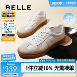 百丽男鞋舒适牛皮休闲鞋商场同款复古夏季透气德训鞋52022CM0【预售】 白色 40 (250mm)