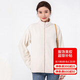 雪中飞摇粒绒立领女春季纯色简约舒适休闲情侣款保暖时尚百搭休闲卫衣 002F白色（女） M