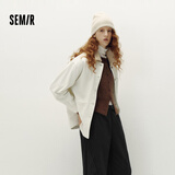 森马（Semir）森柔牛仔|牛仔外套女中长款灯芯绒翻领秋季落肩宽松103524109001