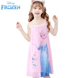 迪士尼艾莎公主睡裙夏季薄款女童吊带裙冰雪奇缘儿童女童中大童睡衣无袖