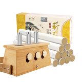 蕲河金艾（QI HE JIN AI） 蕲河金艾 艾灸盒木质 随身灸艾条温灸器艾灸竹制温灸盒 三孔（3个推艾器）+10支艾条