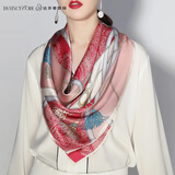 达芬奇密码真丝丝巾女大方巾桑蚕丝高档披肩围巾送长辈母亲节生日礼物礼盒装 时尚巴黎 粉色