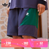 adidas舒适拼接运动短裤男装夏季阿迪达斯官方三叶草   暗灰藏青/森林绿   2XL