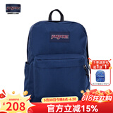 JANSPORT杰斯伯书包轻便双肩包男女旅行包简约背包电脑包学生校园 4QUT003海军蓝/藏青色-侧边袋