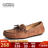 OZZEG澳洲豆豆鞋女春夏季真皮透气休闲单鞋平底防滑孕妇鞋软底一脚蹬懒 咖啡色 36