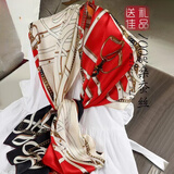 达芬奇密码真丝丝巾桑蚕丝女士围巾披肩礼盒母亲妈妈生日礼物 大不列颠红色